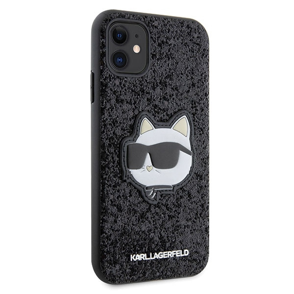 Karl Lagerfeld KLHCN61G2CPK Apple iPhone 11/XR black hardcase Glitter Choupette Patch