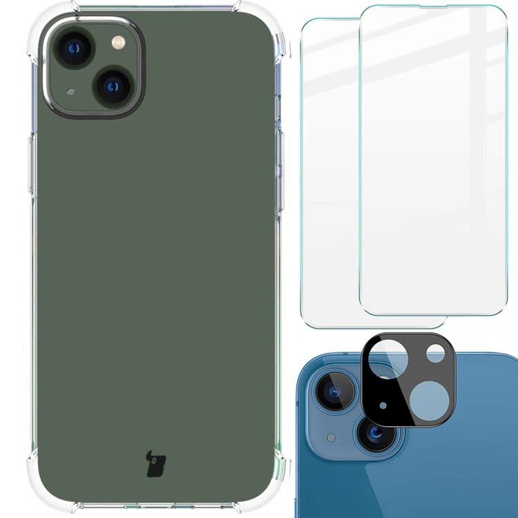 Bizon Case Clear Pack case + 2x screen glass + lens glass Apple iPhone 14 Plus clear