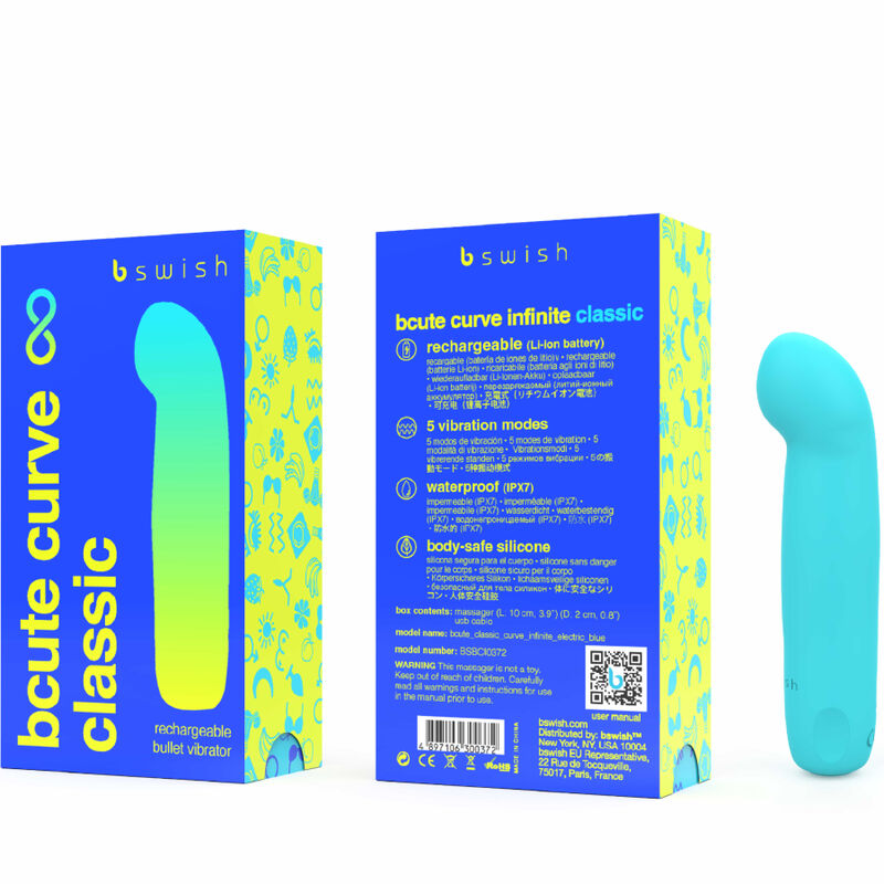 B SWISH - BCUTE CURVE INFINITE CLASSIC SILICONE RECHARGEABLE VIBRATOR ELECTRIC BLUE
