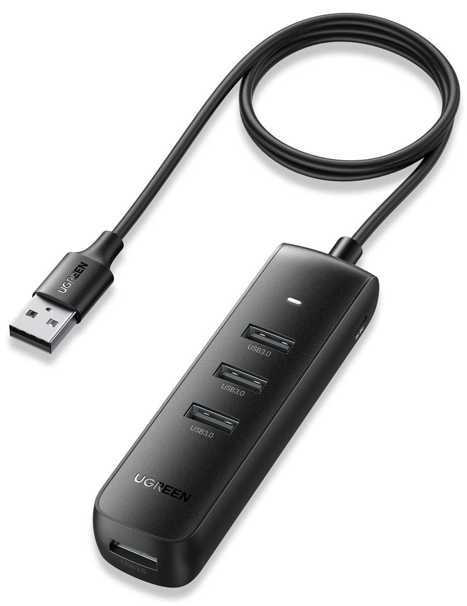 4-in-1 adapter UGREEN CM416 USB-A HUB / 4xUSB-A 3.0 1m (black)