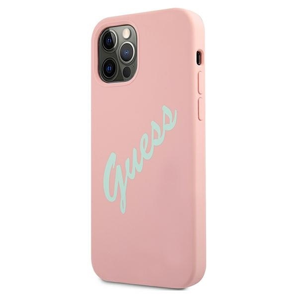 Guess GUHCP12MLSVSPG Apple iPhone 12/12 Pro green pink hardcase Silicone Vintage