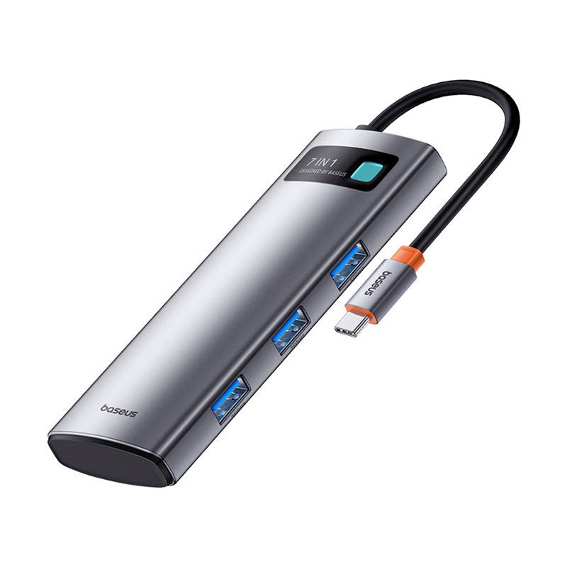Baseus Gleam hub 7in1 USB-C to 1x HDMI4K 60Hz+3xUSB3.0+1xPD+1xSD/TF adapter (gray)