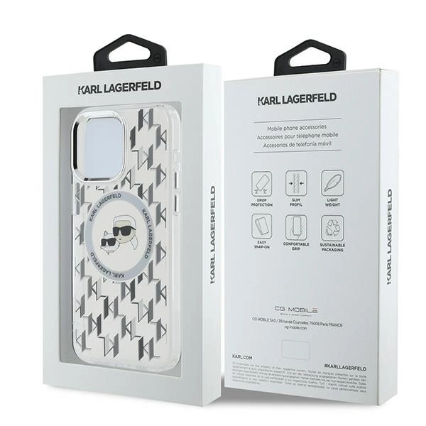 Karl Lagerfeld KLHMP15LHMCKMHT Apple iPhone 15 Pro IML Monogram Karl&Choupette Head MagSafe transparent