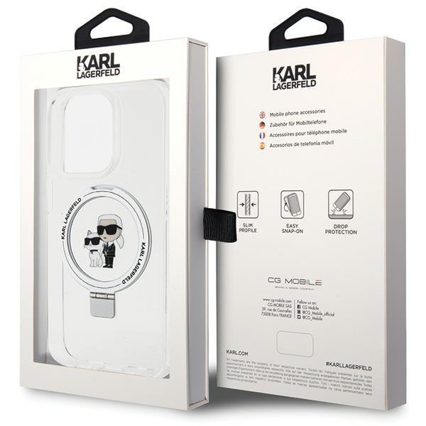 Karl Lagerfeld KLHMP14LHMRSKCH Apple iPhone 14 Pro hardcase Ring Stand Karl&Choupettte MagSafe white