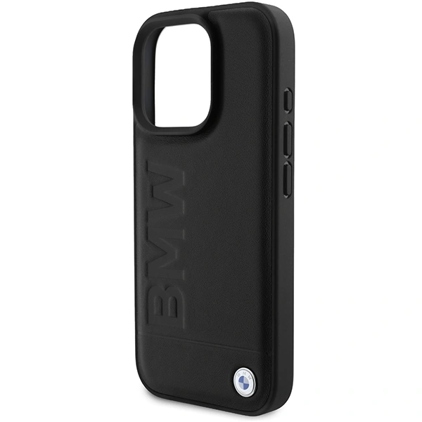 BMW BMHCP16LSLLBK Apple iPhone 16 Pro hardcase Leather Hot Stamp black