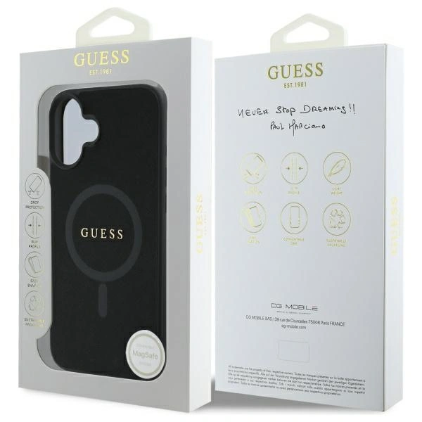 Guess GUHMP16SPSAHMCK Apple iPhone 16 hardcase Saffiano Classic Logo MagSafe black