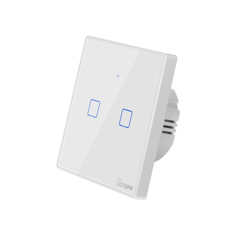 Touch light switch WiFi + RF 433 Sonoff T2 EU TX (2-channel) white
