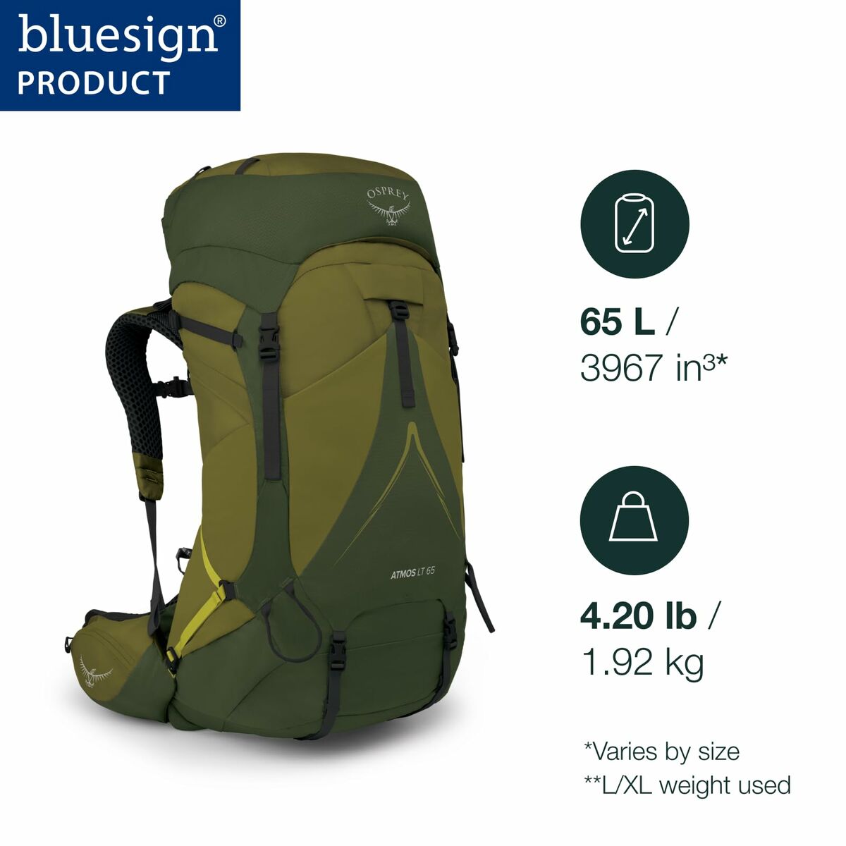 Hiking Backpack Osprey Atmos AG LT 65 Khaki 65 L Nylon (Nylon)