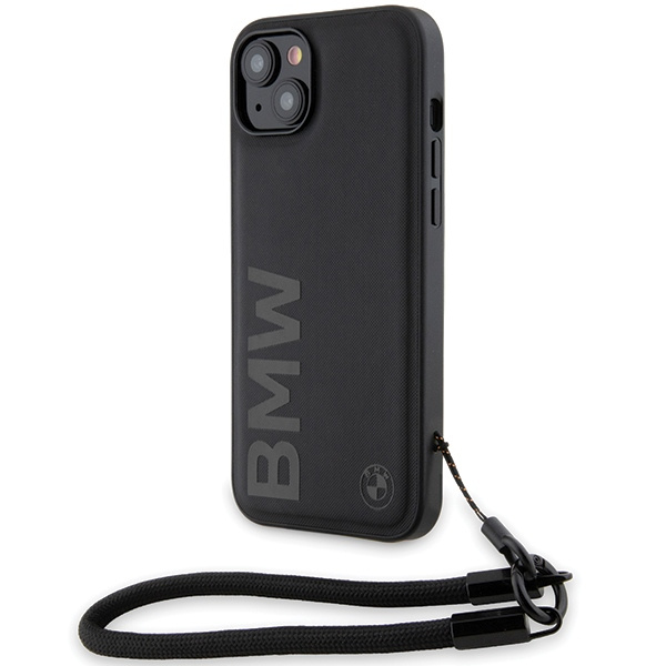 BMW BMHCP15M23RMRLK Apple iPhone 15 Plus / 14 Plus hardcase Signature Leather Wordmark Cord black