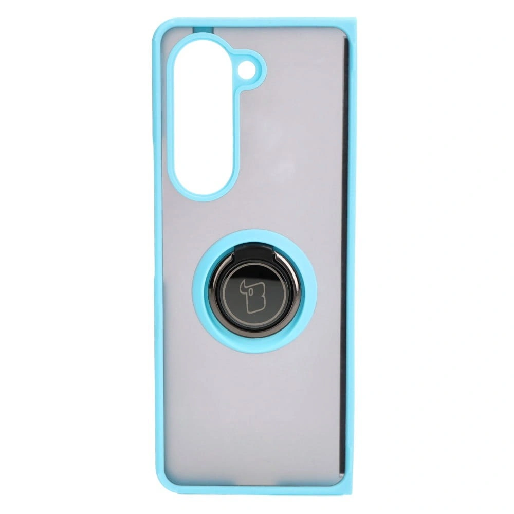Bizon Case Hybrid Ring Samsung Galaxy Z Fold5 smoky with a light blue frame