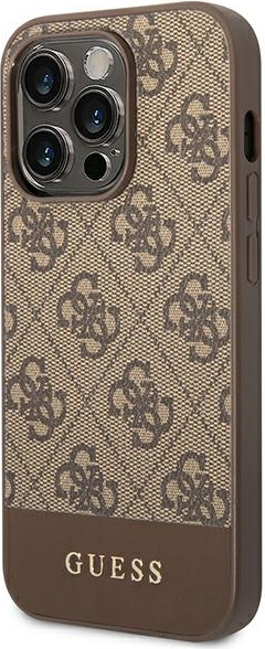 Guess GUHCP14LG4GLBR Apple iPhone 14 Pro brown hard case 4G Stripe Collection