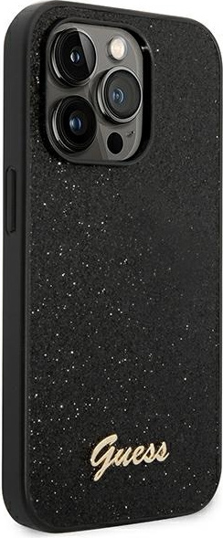 Guess GUHCP14LHGGSHK Apple iPhone 14 Pro black hard case Glitter Script