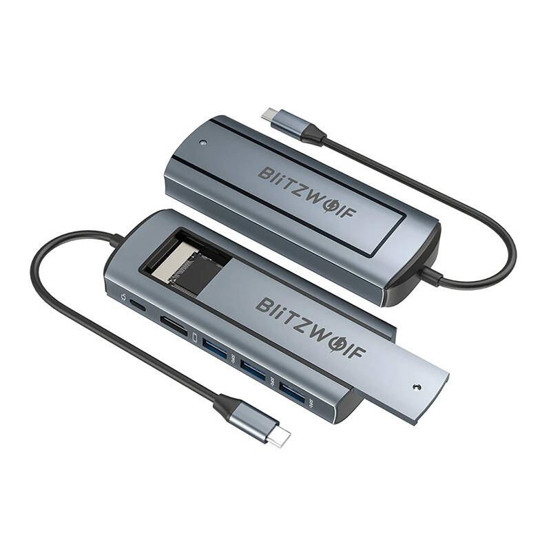 Blitzwolf BW-Neo TH13 hub 6in1 USB-C / 3xUSB-A 3.0, 1xUSB-C PD, 1xHD DisplayPort, 1xM.2 SATA M key