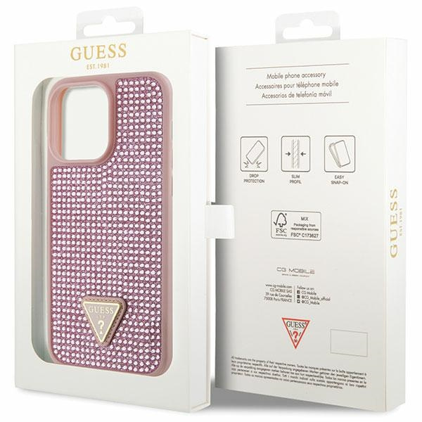 Guess GUHCP14XHDGTPP Apple iPhone 14 Pro Max pink hardcase Rhinestone Triangle