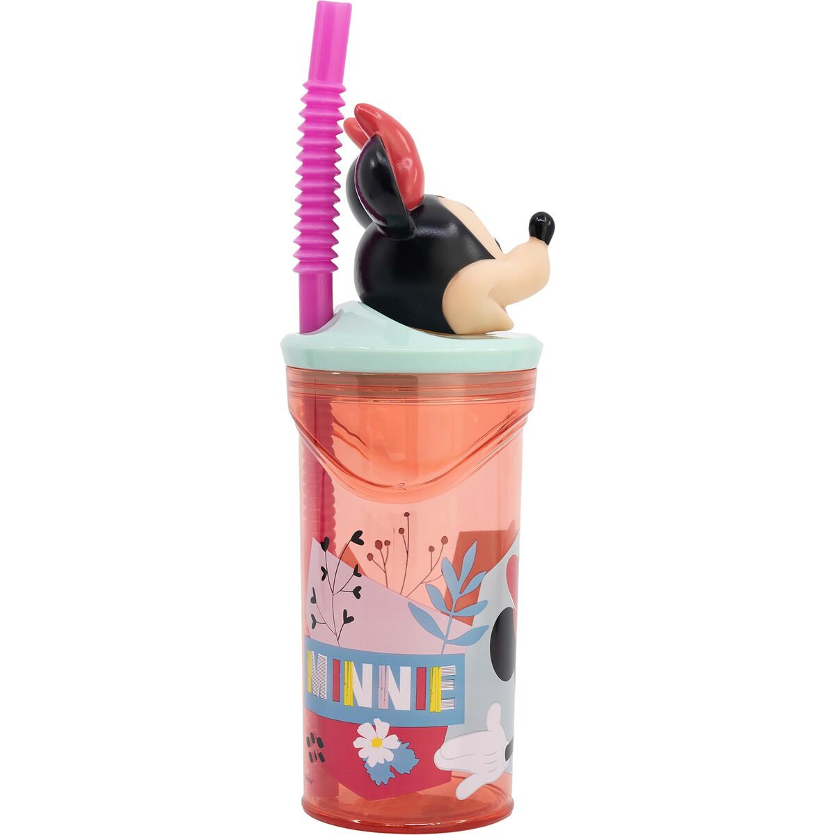 Cup with Straw Minnie Mouse 360 ml 3D Pink