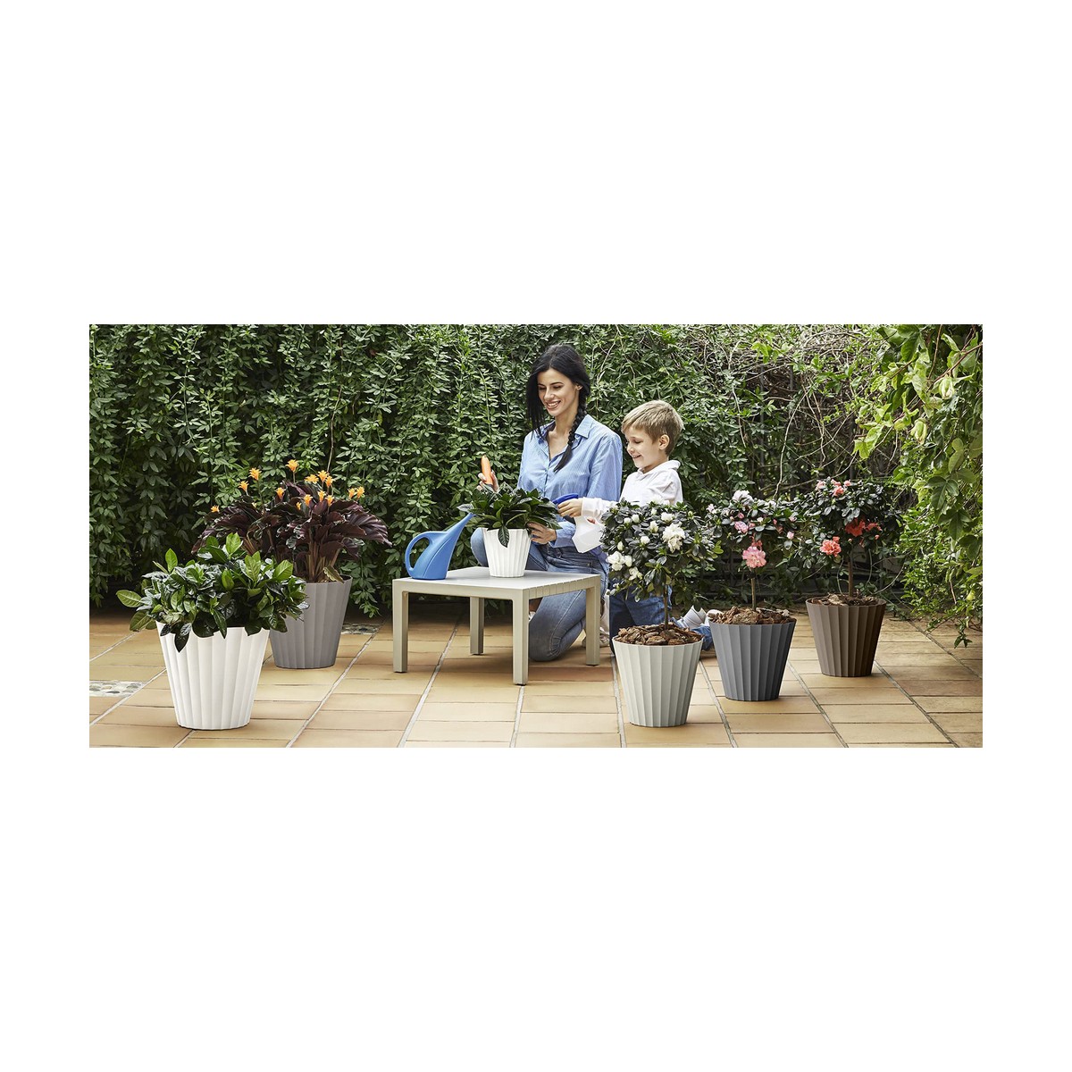 Plant pot Plastiken 32 x 29 cm Beige polypropylene