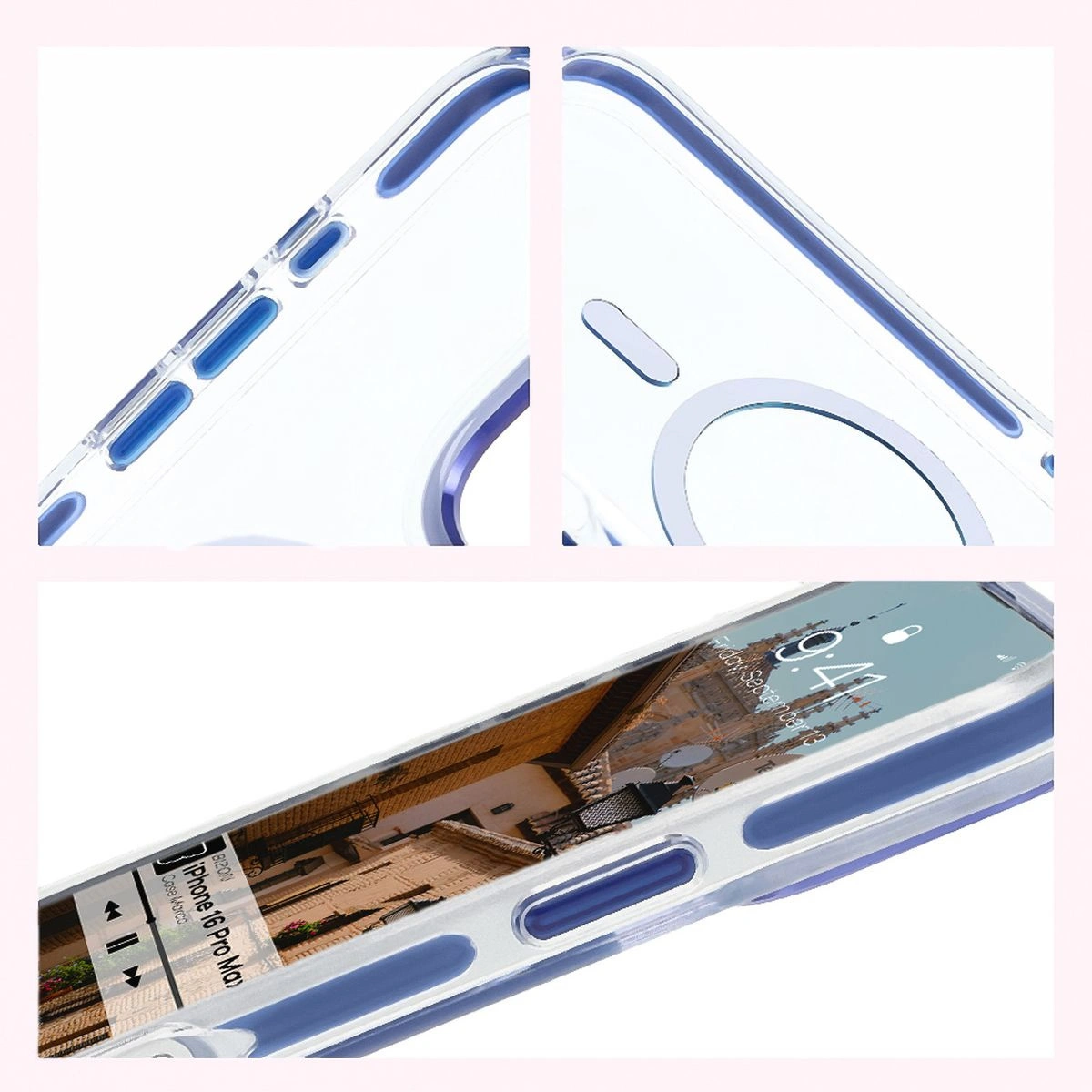 Bizon Case Marco Apple iPhone 16 Pro Max clear with blue frame