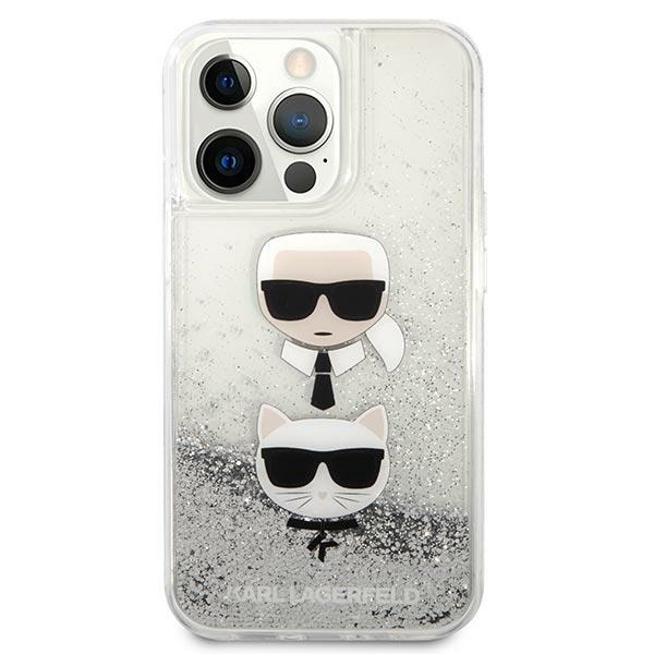 Karl Lagerfeld KLHCP13LKICGLS Apple iPhone 13 Pro silver hardcase Liquid Glitter Karl&Choupette Head