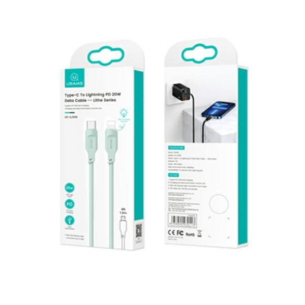 USAMS Lithe Series Cable USB-C/Lightning PD Fast Charging 1,2m 20W green (US-SJ566)