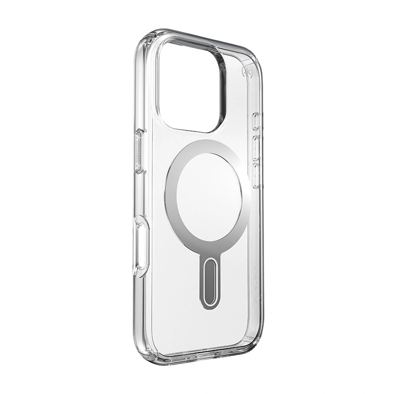 Speck Presidio Perfect-Clear ClickLock & MagSafe Apple iPhone 16 Pro (Clear / Chrome Finish / Serene Silver)
