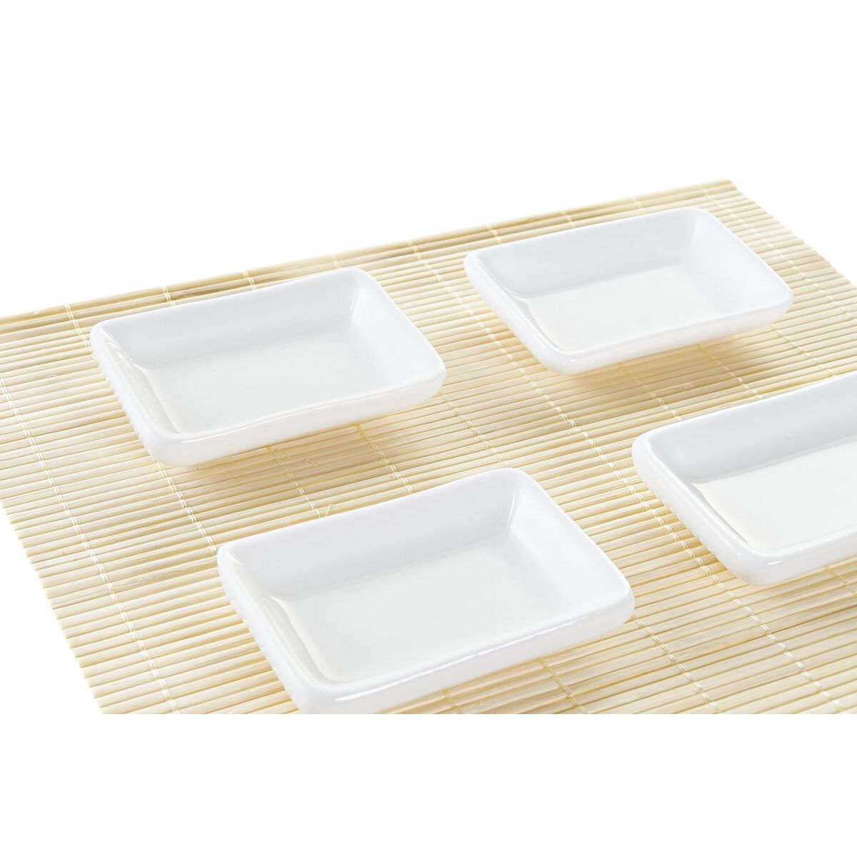 Sushi Set DKD Home Decor Natural White 28 x 22 x 2,5 cm Oriental (9 Pieces)