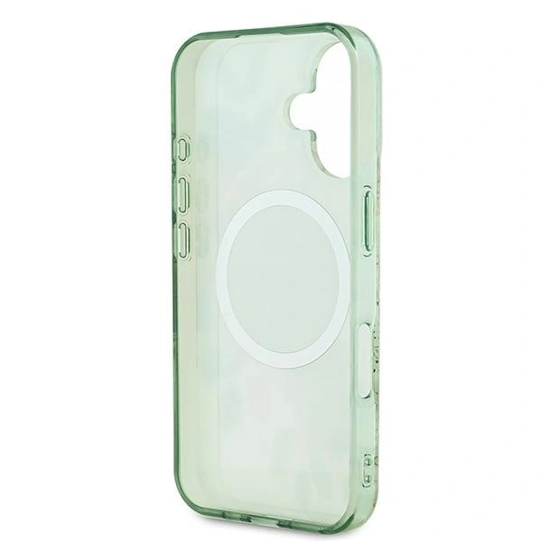 Guess GUHMP16MHFWBDCEN Apple iPhone 16 Plus hardcase IML Flower & Tonal Circle MagSafe green