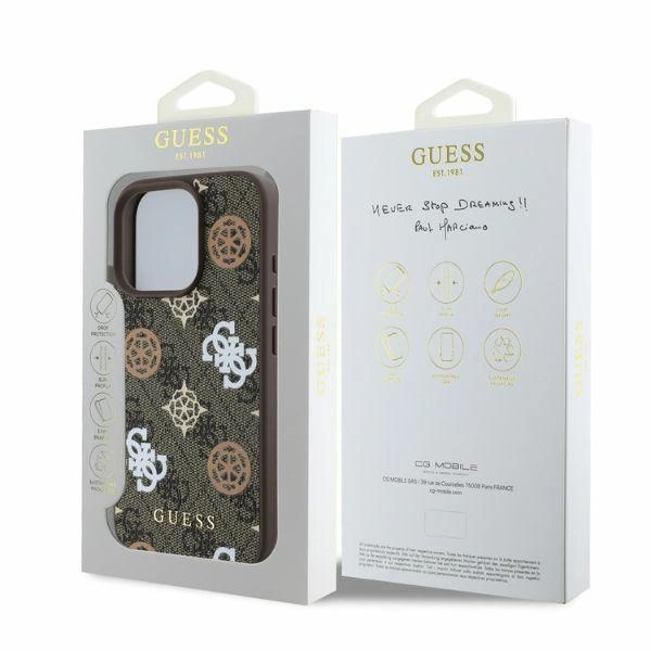 Guess GUHMP16LP4PWPW Apple iPhone 16 Pro hardcase Peony On 4G Background MagSafe brown