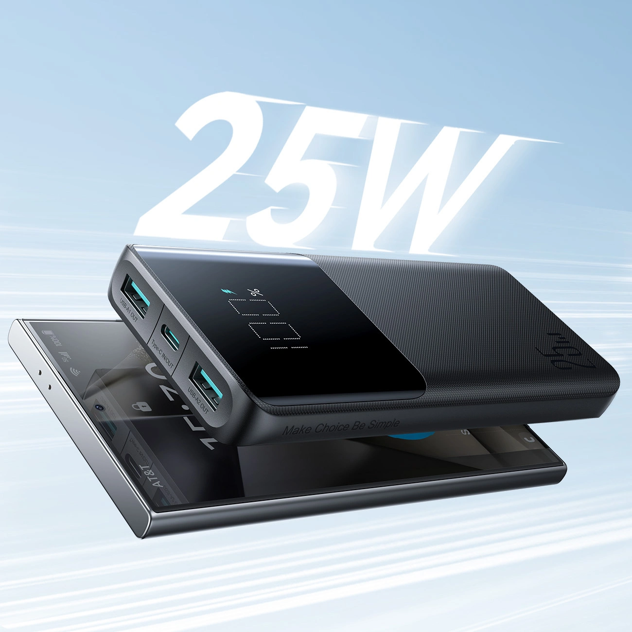 Joyroom JR-PBF20 powerbank 25W 2xUSB-A, USB-C 10000mAh black
