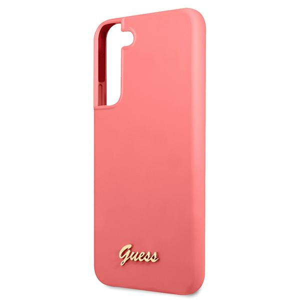 Guess GUHCS22MLSLMGFU Samsung Galaxy S22+ Plus fuchsia hardcase Silicone Script Metal Logo