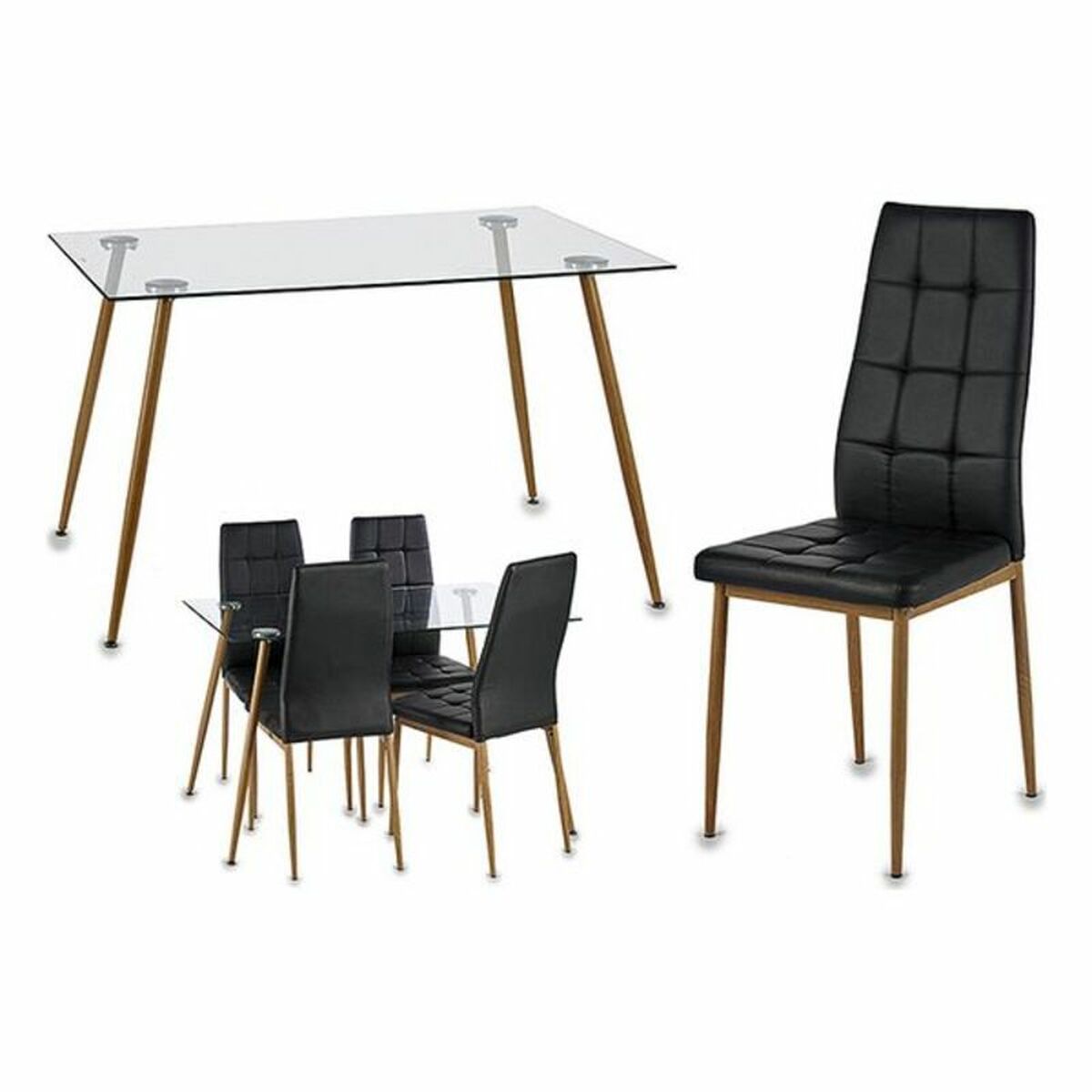 Table set with 4 chairs Gift Decor 4 Brown Black Transparent