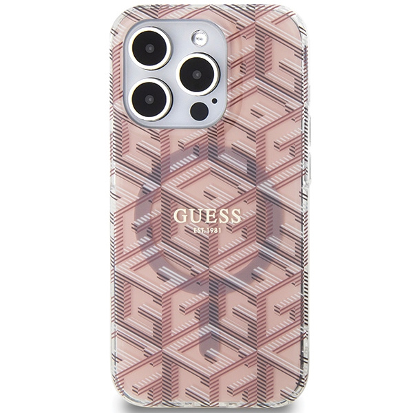 Guess GUHMP15LHGCUSTGP Apple iPhone 15 Pro hardcase IML GCube MagSafe pink