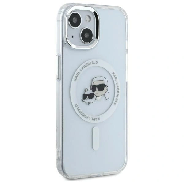 Karl Lagerfeld KLHMP14SHLSKCH Apple iPhone 14 hardcase IML Metal Karl&Choupette Head MagSafe white