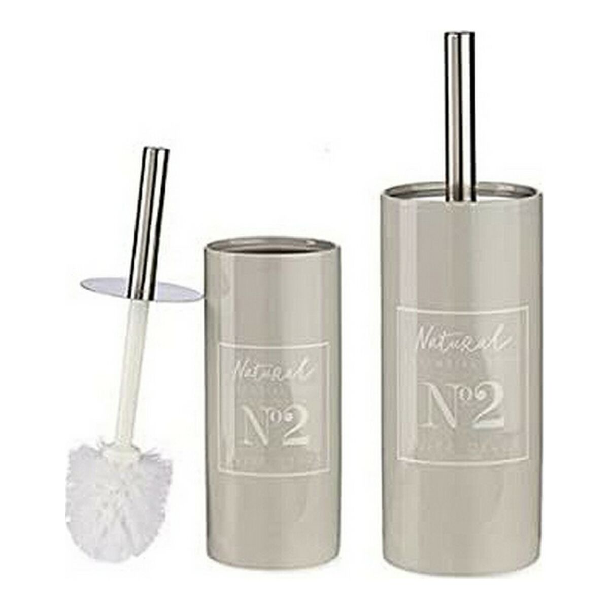 Toilet Brush Natural 10 x 31,5 x 10 cm Ceramic Grey Metal