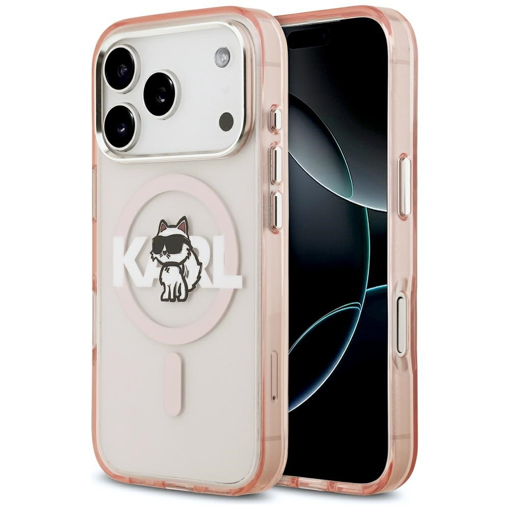 Etui Karl Lagerfeld IML Choupette Sketch Logo MagSafe do Apple iPhone 17 Pro różowy