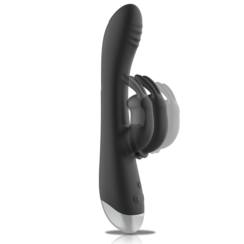 BLACK&SILVER- DJ. ADAM RECHARGEABLE SILICONE RABBIT STIMULATOR BLACK