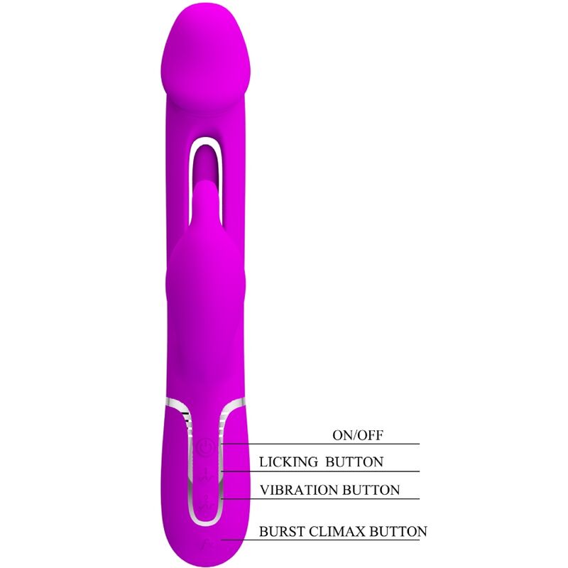 PRETTY LOVE - KAMPAS RABBIT 3 IN 1 MULTIFUNCTION VIBRATOR WITH TONGUE VIOLET