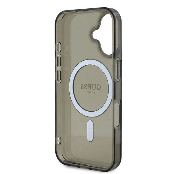 Guess GUHMP16MHFGEREK Apple iPhone 16 Plus hardcase IML Glitter Circle MagSafe black