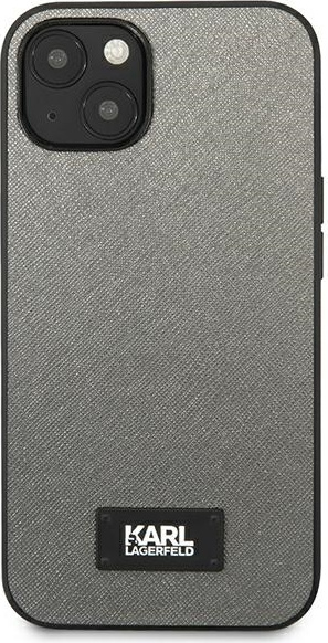 Karl Lagerfeld KLHCP13MSFMP2DG Apple iPhone 13 hardcase silver Saffiano Plaque