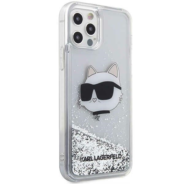 Karl Lagerfeld KLHCP12MLNCHCS Apple iPhone 12/12 Pro silver hardcase Glitter Choupette Head