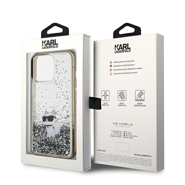 Karl Lagerfeld KLHCP13XLKCNSK Apple iPhone 13 Pro Max hardcase Liquid Glitter Choupette transparent