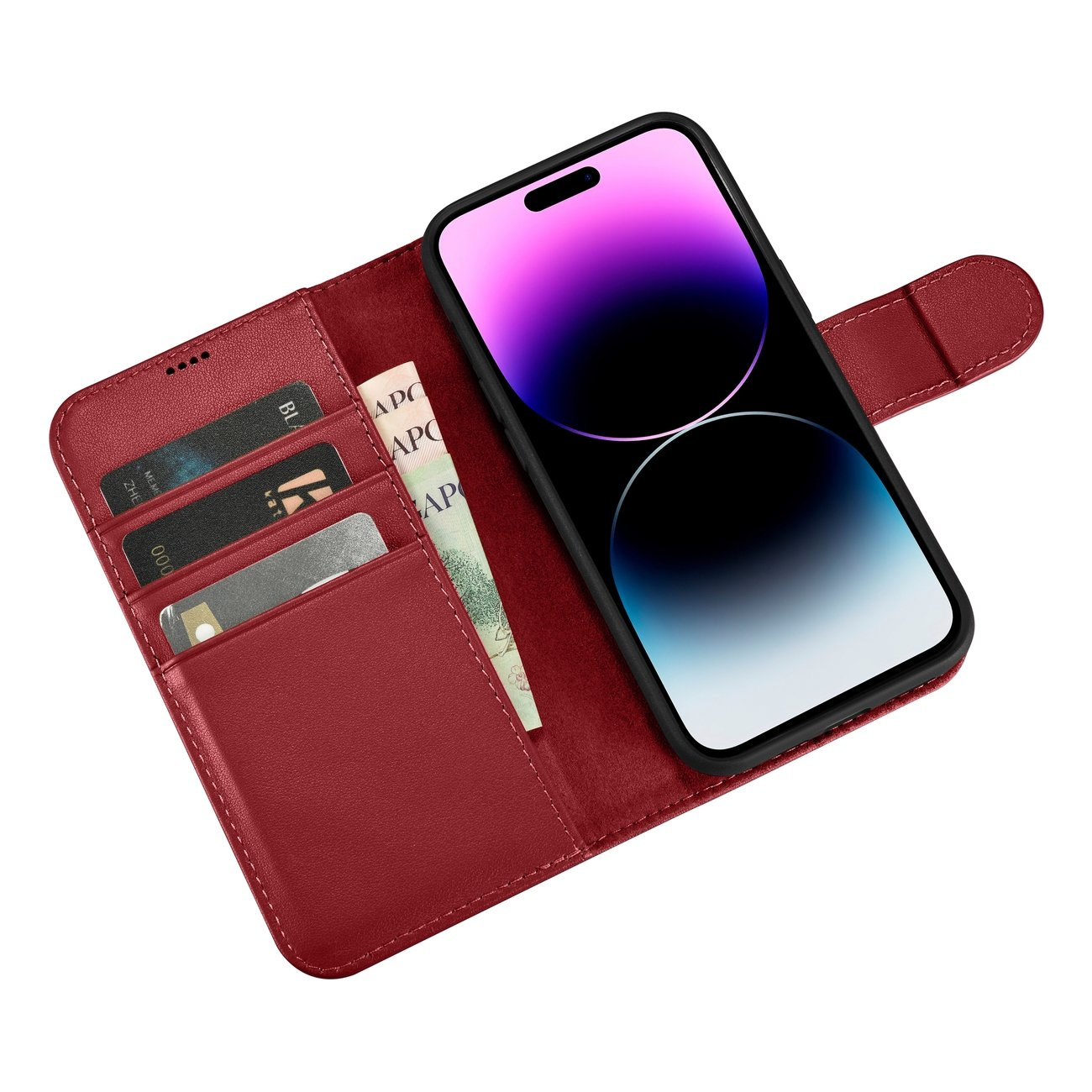 iCarer Wallet Anti-RFID 2in1 Apple iPhone 14 Pro Max red