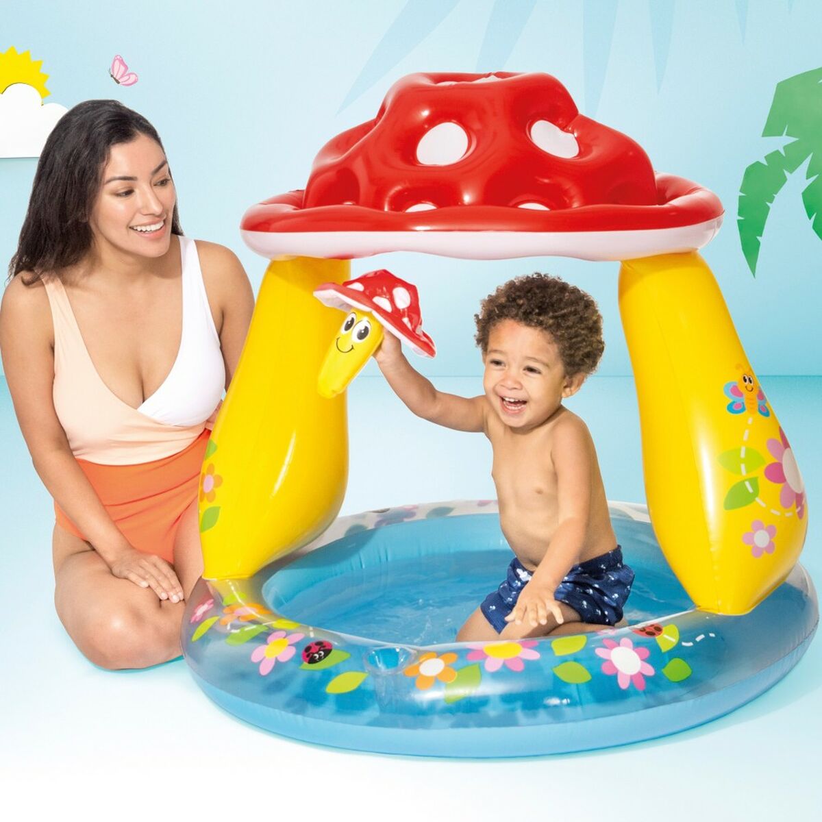 Inflatable Paddling Pool for Children Intex Awning Mushrooms 102 x 89 x 102 cm 45 L (6 Units)