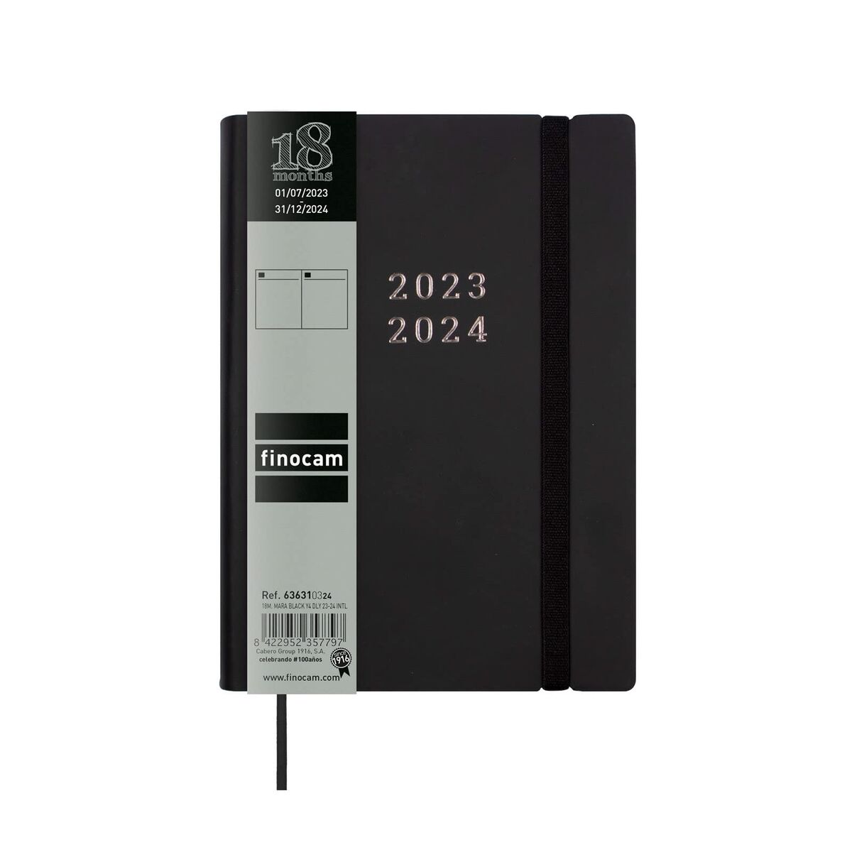 Diary Finocam Mara 2023-2024 12 x 17 cm Black