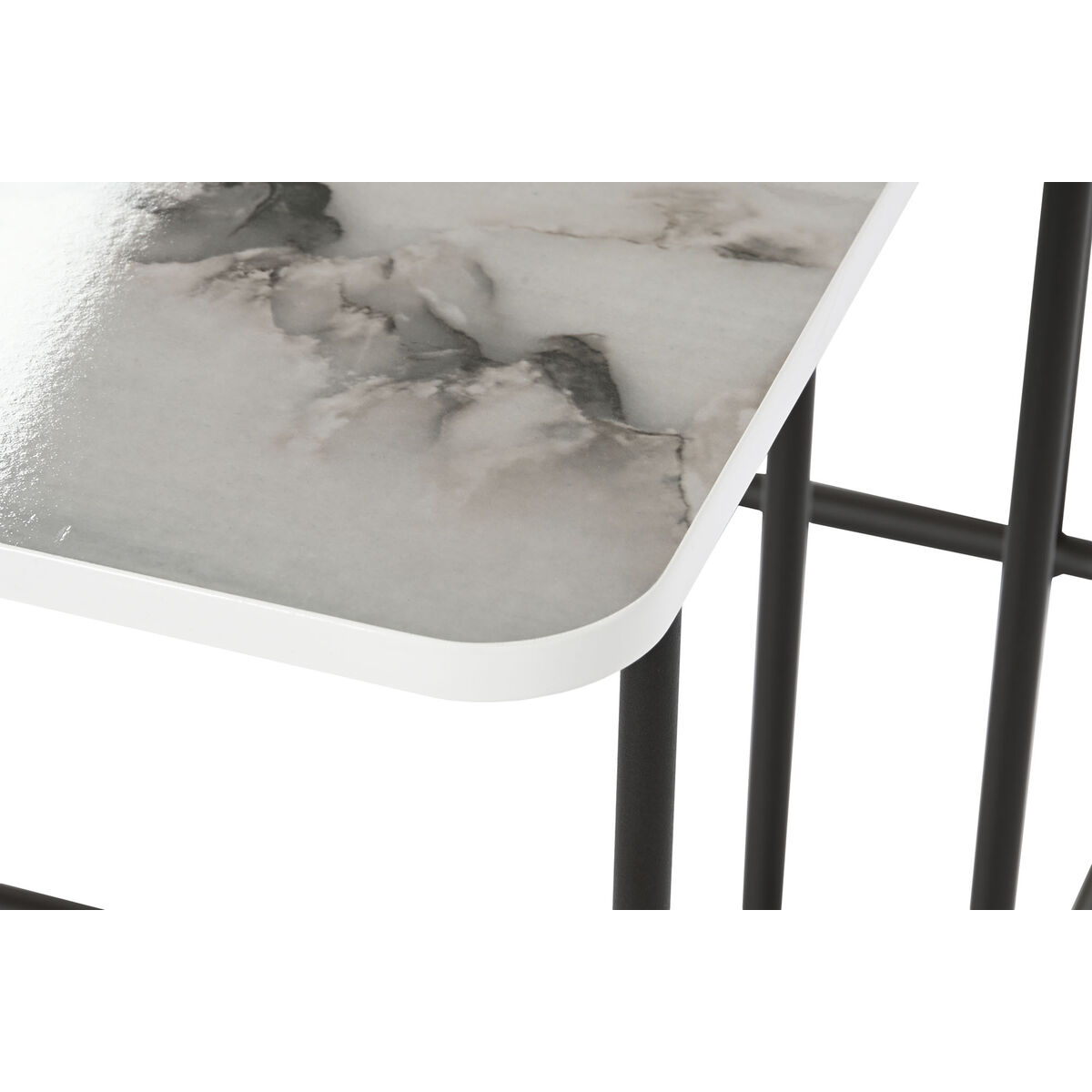 Set of 2 tables DKD Home Decor White Black Metal MDF Wood 51 x 43 x 49 cm