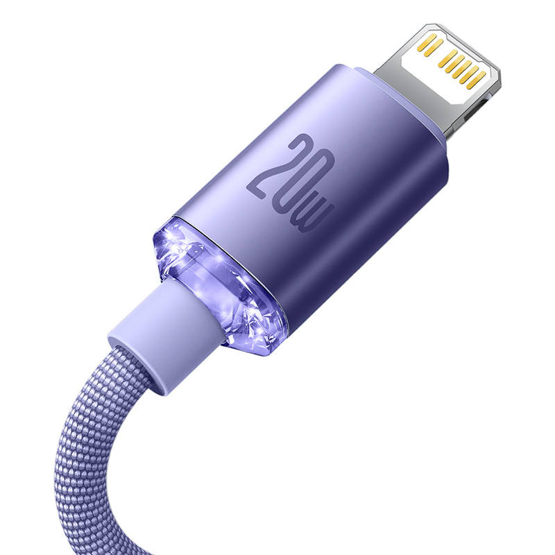 USB-C do Lightning Baseus Crystal Cable, 20W, PD, 1.2m (purple)
