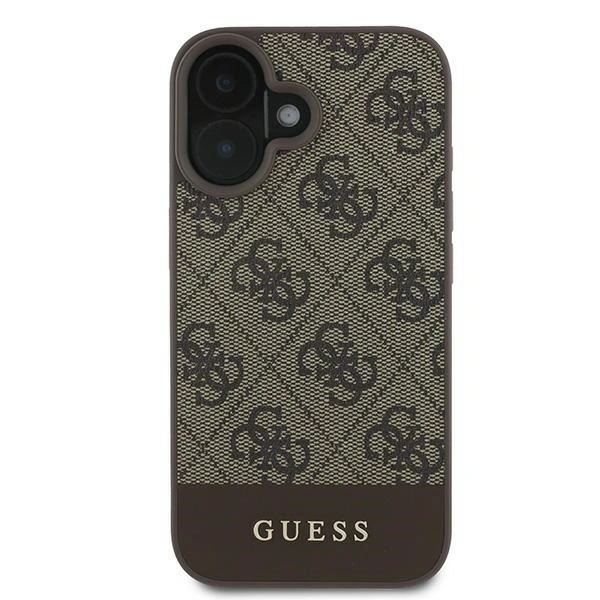 Case Guess GUHCP16MG4GLBR Apple iPhone 16 Plus hardcase 4G Bottom Stripe brown