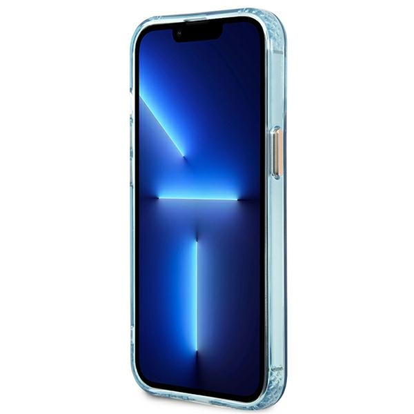 Guess GUHMP13LHTCMB Apple iPhone 13 Pro blue hard case Gold Outline Translucent MagSafe