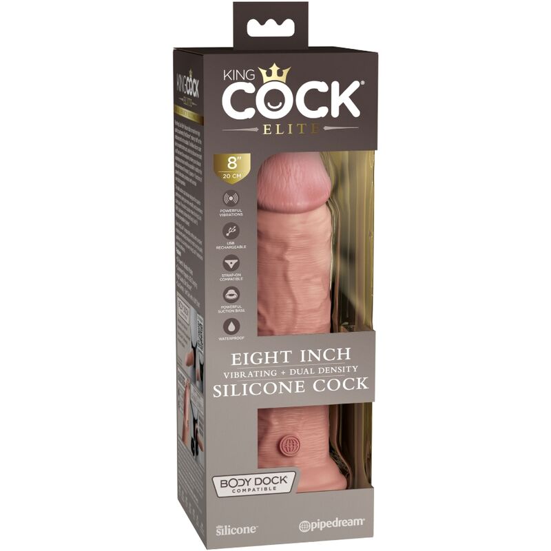 KING COCK ELITE - REALISTIC DILDO VIBRATING & SILICONE 20.3 CM