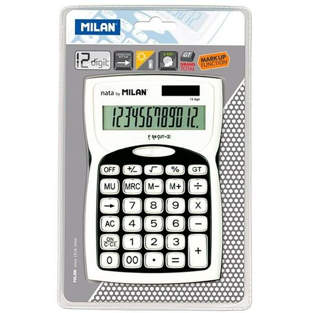 Taschenrechner Milan Schwarz Weiß (15,2 x 10 x 3,7 cm)