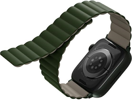 UNIQ Revix strap Apple Watch 4/5/6/7/SE/8/9/Ultra 44/45/49mm Reversible Magnetic green-taupe/dark gray